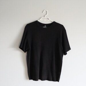 Uniqlo‎ Men's Sz M Black Waffle Knit Stretch Crewneck Pullover T-Shirt Top